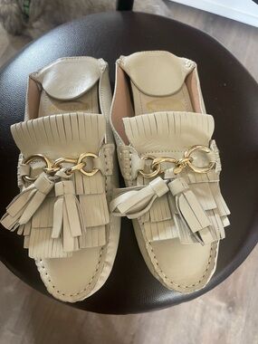 Tod's Tod's light gray Leather Gommini Mule Loafers Worn Once Excellent 36